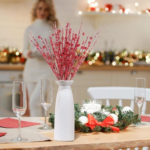 SY Super Bang 10 Pack Christmas Tree Decorations, Artificial Champagne Glitter Berry Stems Picks Sprays Twigs, Branches for Xmas Tree Vase Filler Home Holiday Decor. in Saudi Arabia