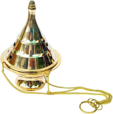 Brass Hanging Incense/Charcoal Burner for Aromatherapy, Home Decor, and Healing, Gold in Saudi Arabia