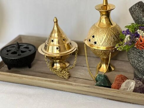 Brass Hanging Incense/Charcoal Burner for Aromatherapy, Home Decor, and Healing, Gold in Saudi Arabia