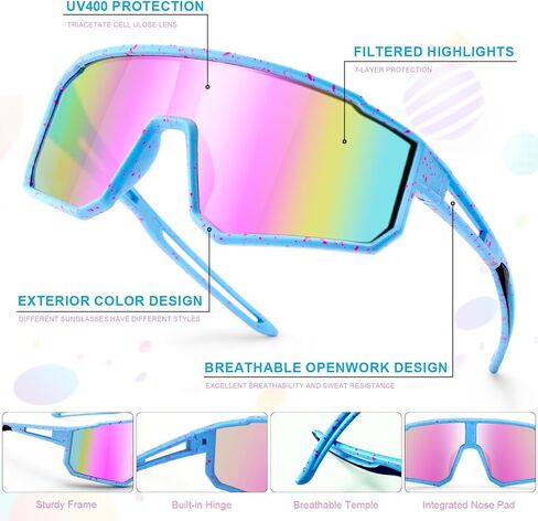 3PACK Kids Sunglasses,Youth Baseball Sunglasses,Cycling Sunglasses for 8-14 Boys Girls,UV400 Protection Goggles in Saudi Arabia