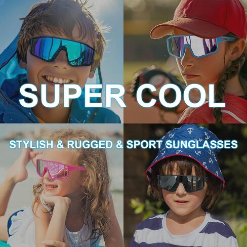 3PACK Kids Sunglasses,Youth Baseball Sunglasses,Cycling Sunglasses for 8-14 Boys Girls,UV400 Protection Goggles in Saudi Arabia