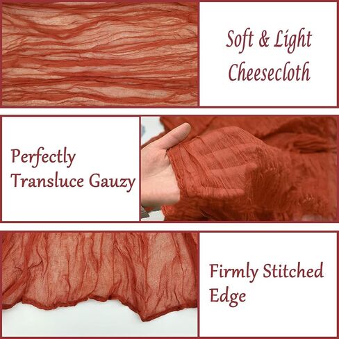 مفرش طاولة من القماش القطني، مفرش طاولة من الطين بطول 13 قدم، مفرش طاولة من القماش القطني طويل من الشاش، مفرش طاولة من الصدأ، مفرش طاولة من القماش القطني لحفلات الزفاف وحفلات الزفاف وديكورات طاولات استحمام الطفل in Kuwait