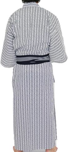 3-Piece Japanese Yukata Set for Men, Striped Kimono Robe, Large, Medium, White in Saudi Arabia