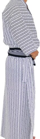 3-Piece Japanese Yukata Set for Men, Striped Kimono Robe, Large, Medium, White in Saudi Arabia