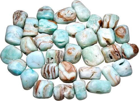 1pc Blue Aragonite Aka Caribbean Calcite 28-35mm Tumbled & Hand Polished Natural Stone Healing Crystal Only Found in Pakistan, Medium or Large in Saudi Arabia