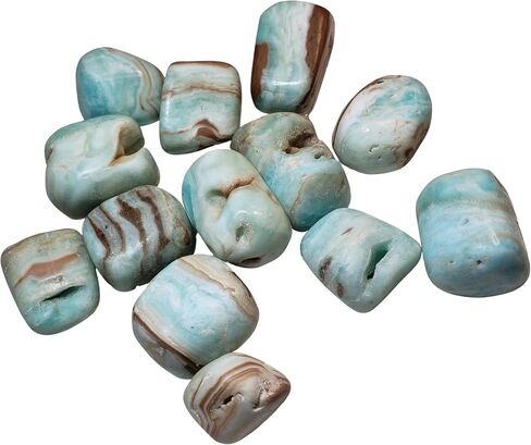 1pc Blue Aragonite Aka Caribbean Calcite 28-35mm Tumbled & Hand Polished Natural Stone Healing Crystal Only Found in Pakistan, Medium or Large in Saudi Arabia