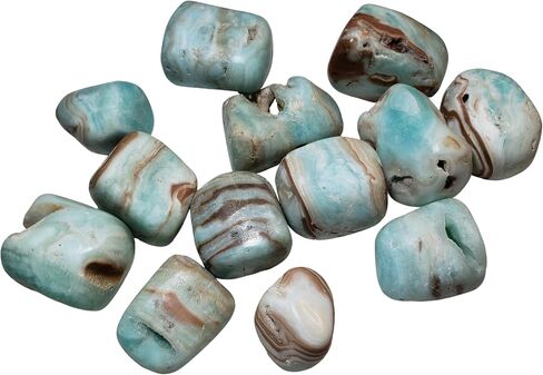 1pc Blue Aragonite Aka Caribbean Calcite 28-35mm Tumbled & Hand Polished Natural Stone Healing Crystal Only Found in Pakistan, Medium or Large in Saudi Arabia