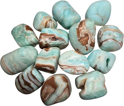1pc Blue Aragonite Aka Caribbean Calcite 28-35mm Tumbled & Hand Polished Natural Stone Healing Crystal Only Found in Pakistan, Medium or Large in Saudi Arabia