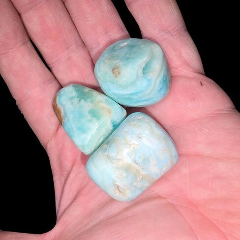 1pc Blue Aragonite Aka Caribbean Calcite 28-35mm Tumbled & Hand Polished Natural Stone Healing Crystal Only Found in Pakistan, Medium or Large in Saudi Arabia
