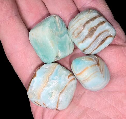 1pc Blue Aragonite Aka Caribbean Calcite 28-35mm Tumbled & Hand Polished Natural Stone Healing Crystal Only Found in Pakistan, Medium or Large in Saudi Arabia