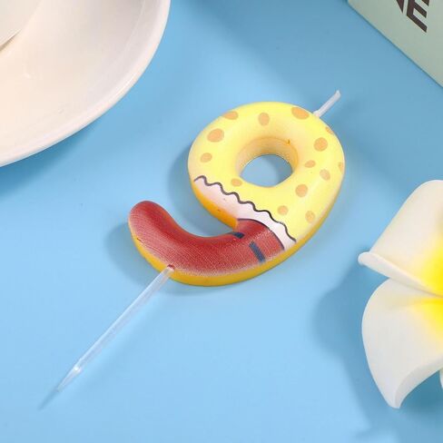 Funny Cartoon Happy Birthday Candle, Numeral Candles Sponge Themed Cake Topper Decoration Cake Number Candles Birthday Decorations for Boys Girls Birthday Cartoon Party Supplies (9) in Saudi Arabia