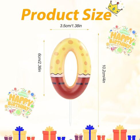 Funny Cartoon Happy Birthday Candle, Numeral Candles Sponge Themed Cake Topper Decoration Cake Number Candles Birthday Decorations for Boys Girls Birthday Cartoon Party Supplies (9) in Saudi Arabia