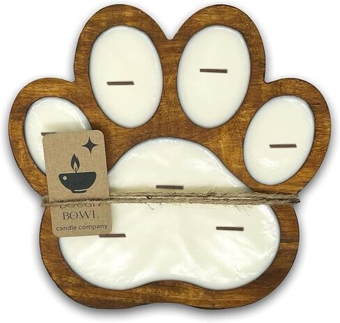 Dough Bowl Candle Co. Pet Odor Eliminator for Home - Wooden Pet Odor Candles, 11x11x1.5 Pet Odor Exterminator Candles in Paw Print Shape, 7 Wick Pet Odor Candle in Beach Linen, Pet Friendly Candles in Saudi Arabia