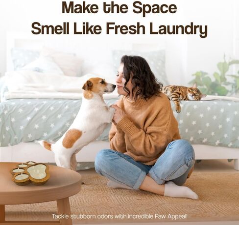 Dough Bowl Candle Co. Pet Odor Eliminator for Home - Wooden Pet Odor Candles, 11x11x1.5 Pet Odor Exterminator Candles in Paw Print Shape, 7 Wick Pet Odor Candle in Beach Linen, Pet Friendly Candles in Saudi Arabia