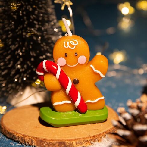 Christmas Candles,Santa,Christmas Tree,Snowman,Reindeer,Gingerbread Color Shaped Candles,Holiday Room Table Christmas Decorations Candle,Xmas Candle Set,Christmas Cake Candles Decor (Gingerbread Man) in Saudi Arabia