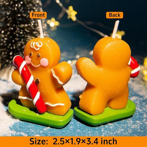 Christmas Candles,Santa,Christmas Tree,Snowman,Reindeer,Gingerbread Color Shaped Candles,Holiday Room Table Christmas Decorations Candle,Xmas Candle Set,Christmas Cake Candles Decor (Gingerbread Man) in Saudi Arabia