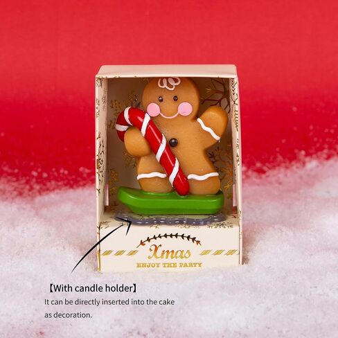 Christmas Candles,Santa,Christmas Tree,Snowman,Reindeer,Gingerbread Color Shaped Candles,Holiday Room Table Christmas Decorations Candle,Xmas Candle Set,Christmas Cake Candles Decor (Gingerbread Man) in Saudi Arabia