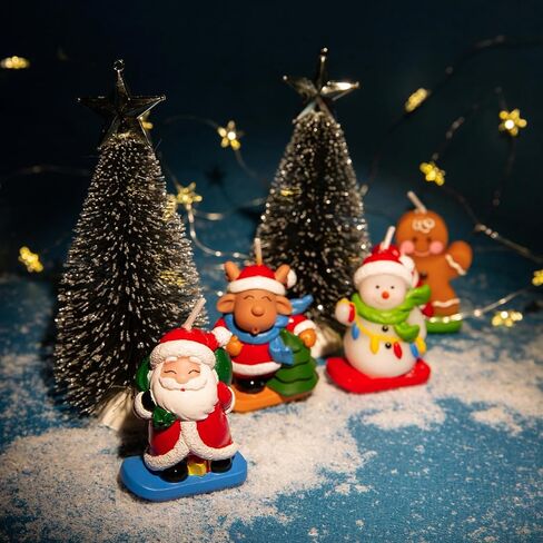 Christmas Candles,Santa,Christmas Tree,Snowman,Reindeer,Gingerbread Color Shaped Candles,Holiday Room Table Christmas Decorations Candle,Xmas Candle Set,Christmas Cake Candles Decor (Gingerbread Man) in Saudi Arabia