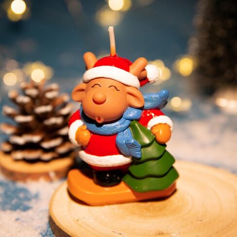 Christmas Candles,Santa,Christmas Tree,Snowman,Reindeer,Gingerbread Color Shaped Candles,Holiday Room Table Christmas Decorations Candle,Xmas Candle Set,Christmas Cake Candles Decor (Gingerbread Man) in Saudi Arabia