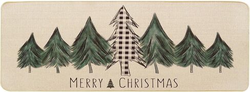 ONWAY Christmas Trees Door Mat Seasonal Winter Happy Holiday Farmhouse Doormat Kitchen Low-Profile Floor Rug Switch Mat for Home Decor Indoor Outdoor 47 x 17 Inch in Kuwait