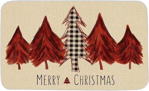 ONWAY Christmas Trees Door Mat Seasonal Winter Happy Holiday Farmhouse Doormat Kitchen Low-Profile Floor Rug Switch Mat for Home Decor Indoor Outdoor 47 x 17 Inch in Kuwait