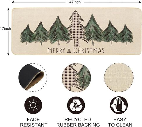 ONWAY Christmas Trees Door Mat Seasonal Winter Happy Holiday Farmhouse Doormat Kitchen Low-Profile Floor Rug Switch Mat for Home Decor Indoor Outdoor 47 x 17 Inch in Kuwait