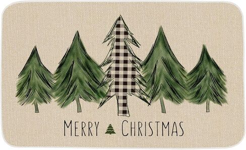ONWAY Christmas Trees Door Mat Seasonal Winter Happy Holiday Farmhouse Doormat Kitchen Low-Profile Floor Rug Switch Mat for Home Decor Indoor Outdoor 47 x 17 Inch in Kuwait