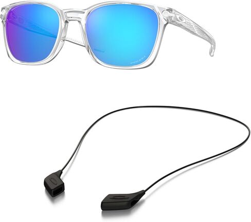 مجموعة النظارات الشمسية Oakley OO9018: OO 9018 901802 Ojector مصقولة وشفافة Prizm S ومجموعة ملحقات سلسلة سوداء متوسطة الحجم in Saudi Arabia