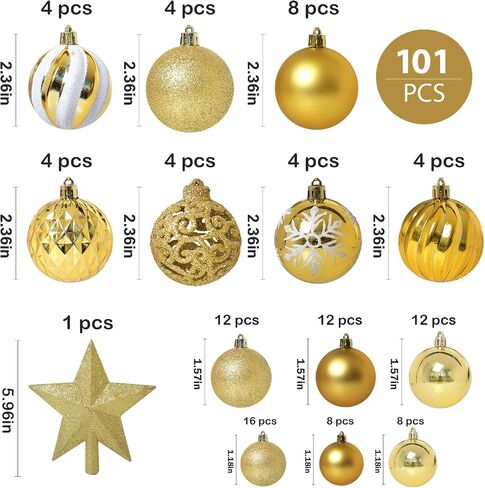 101PCS Christmas Ball Ornaments, Red Shatterproof Christmas Ball Ornaments Set for Christmas Tree, Assorted Hanging Ball Decorations for Xmas Tree Wreath Holiday Party Décor in Saudi Arabia