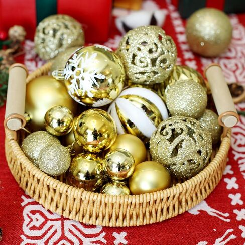 101PCS Christmas Ball Ornaments, Red Shatterproof Christmas Ball Ornaments Set for Christmas Tree, Assorted Hanging Ball Decorations for Xmas Tree Wreath Holiday Party Décor in Saudi Arabia