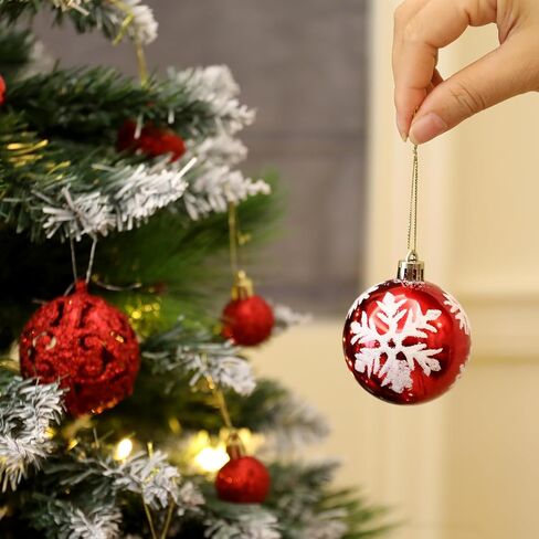 101PCS Christmas Ball Ornaments, Red Shatterproof Christmas Ball Ornaments Set for Christmas Tree, Assorted Hanging Ball Decorations for Xmas Tree Wreath Holiday Party Décor in Saudi Arabia