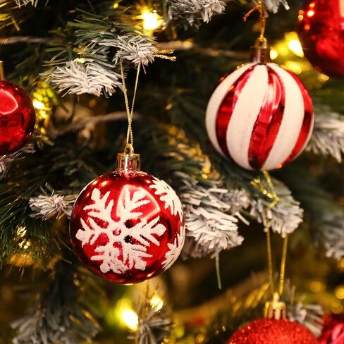 101PCS Christmas Ball Ornaments, Red Shatterproof Christmas Ball Ornaments Set for Christmas Tree, Assorted Hanging Ball Decorations for Xmas Tree Wreath Holiday Party Décor in Saudi Arabia