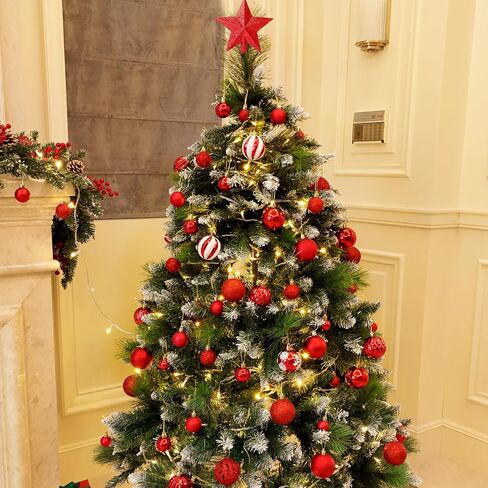 101PCS Christmas Ball Ornaments, Red Shatterproof Christmas Ball Ornaments Set for Christmas Tree, Assorted Hanging Ball Decorations for Xmas Tree Wreath Holiday Party Décor in Saudi Arabia