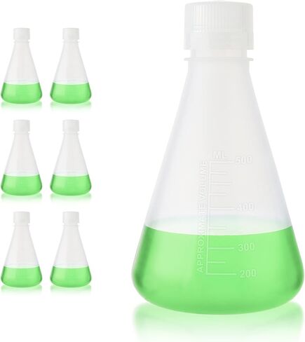Utile Plastic Erlenmeyer Flask Set with Screw Caps, 6pcs of Vol.500ml Scientific Conical Flask Laboratory Flask, with Molded Graduations, 4023.0671.6 in Kuwait