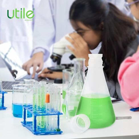 Utile Plastic Erlenmeyer Flask Set with Screw Caps, 6pcs of Vol.500ml Scientific Conical Flask Laboratory Flask, with Molded Graduations, 4023.0671.6 in Kuwait