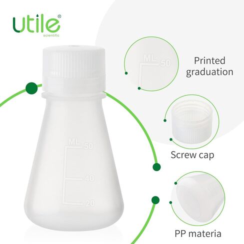 Utile Plastic Erlenmeyer Flask Set with Screw Caps, 6pcs of Vol.500ml Scientific Conical Flask Laboratory Flask, with Molded Graduations, 4023.0671.6 in Kuwait
