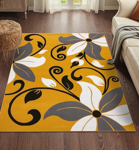LUXE WEAVERS Floral Modern Red 8x10 Area Rug for Living Rooms in Kuwait