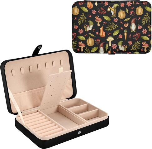 Colorful Skull Mushroom Jewelry Box for Women Girls, PU Leather Jewelry Travel Organizer, Portable Small Jewelry Case, Personalized Jewelry Storage Holder for Ring Earrings Necklace Bracelet in Kuwait