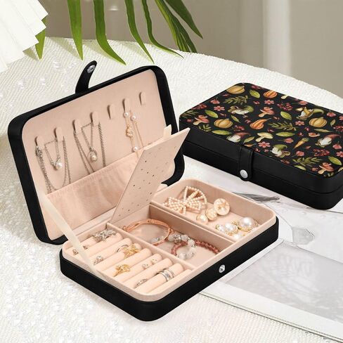 Colorful Skull Mushroom Jewelry Box for Women Girls, PU Leather Jewelry Travel Organizer, Portable Small Jewelry Case, Personalized Jewelry Storage Holder for Ring Earrings Necklace Bracelet in Kuwait