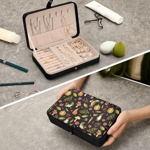 Colorful Skull Mushroom Jewelry Box for Women Girls, PU Leather Jewelry Travel Organizer, Portable Small Jewelry Case, Personalized Jewelry Storage Holder for Ring Earrings Necklace Bracelet in Kuwait