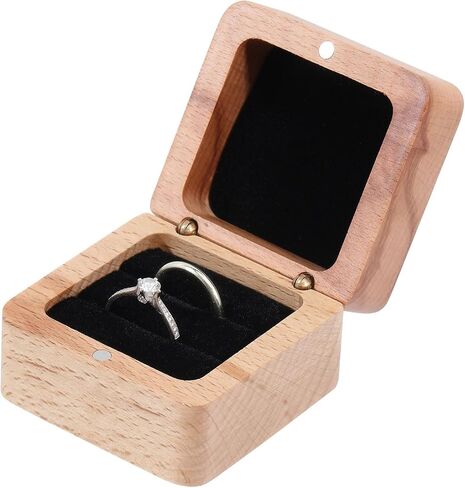 CHGCRAFT Wooden Ring Box Engagement Ring Holder Box with Double Slot Small Wood Ring Jewelry Box for Engagement Proposal Rustic Jewelry Gift Storage, 2.2x2.2x1.5inch in Saudi Arabia