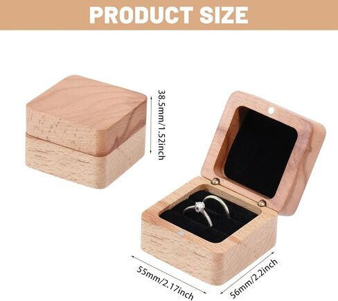 CHGCRAFT Wooden Ring Box Engagement Ring Holder Box with Double Slot Small Wood Ring Jewelry Box for Engagement Proposal Rustic Jewelry Gift Storage, 2.2x2.2x1.5inch in Saudi Arabia