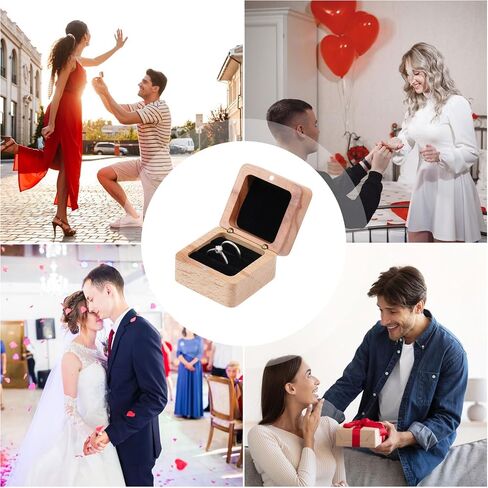 CHGCRAFT Wooden Ring Box Engagement Ring Holder Box with Double Slot Small Wood Ring Jewelry Box for Engagement Proposal Rustic Jewelry Gift Storage, 2.2x2.2x1.5inch in Saudi Arabia