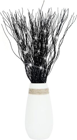 10 PCS Glitter Christmas Picks Sprays Sparkle Curly Ting Branches Decorative Sticks Stems Artificial Curly Wispy Willow Twigs for Christmas Tree Vase Fillers Crafts Garland Home Decor (Black, 10) in Kuwait