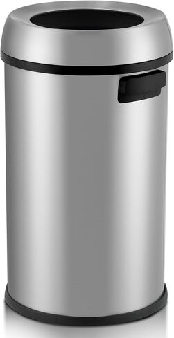 65L / 17Gal Open Top Trash Can Commercial Grade Heavy Duty Brushed Stainless Steel for Outdoor | Kitchen Waste Bins Home House Family in Saudi Arabia