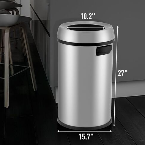 65L / 17Gal Open Top Trash Can Commercial Grade Heavy Duty Brushed Stainless Steel for Outdoor | Kitchen Waste Bins Home House Family in Saudi Arabia