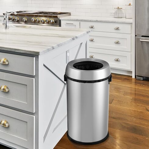65L / 17Gal Open Top Trash Can Commercial Grade Heavy Duty Brushed Stainless Steel for Outdoor | Kitchen Waste Bins Home House Family in Saudi Arabia