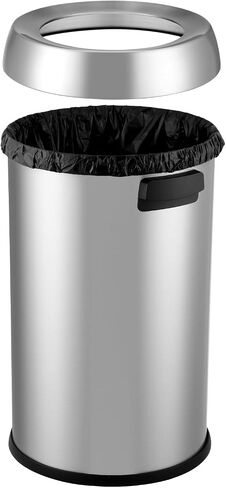 65L / 17Gal Open Top Trash Can Commercial Grade Heavy Duty Brushed Stainless Steel for Outdoor | Kitchen Waste Bins Home House Family in Saudi Arabia