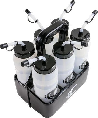 1 Liter Sports Water Bottle, BPA-Free Plastic, 34 Oz Capacity, Large Mouth, 2 Lids with Bottle Carrier (Clear) in Kuwait