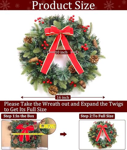 [Prelit & Timer] 16 Inch Thanksgiving Wreath 20 Warm Lights Fall Wreaths Fall Decorations for Front Door, Artificial Maples Leaf Pumpkin Pine Cone Berry Autumns Thanksgiving Wreaths Decor Home Outdoor in Kuwait